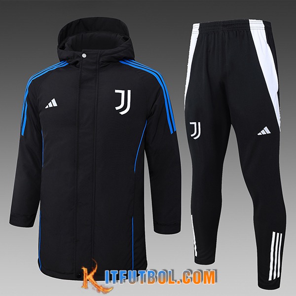 Chandal Plumas Con Capucha Juventus Negro/Azul/Blanco 2024/2025