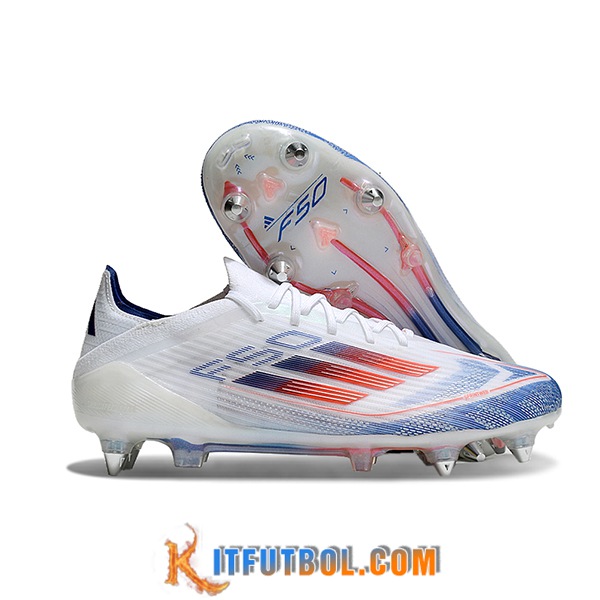 Adidas Botas De Fútbol F50 Elite SG Blanco/Azul/Naranja
