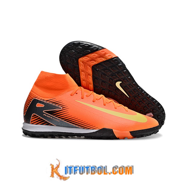 Nike Botas De Fútbol Air Zoom Mercurial Superfly X Elite TF Naranja/Negro/Amarillo