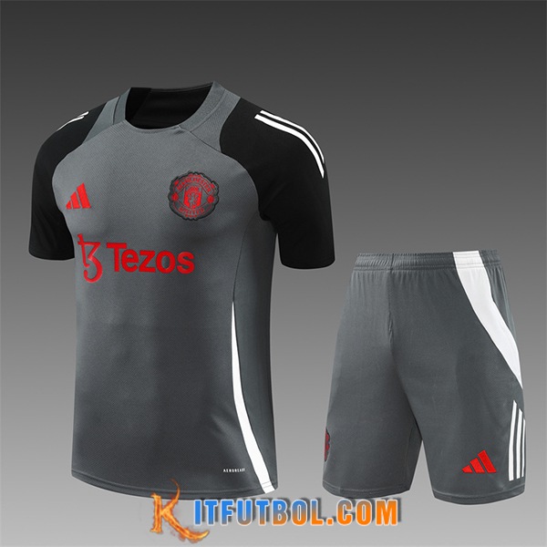 Camiseta Entrenamiento Manchester United Ninos Gris/Negro 2024/2025