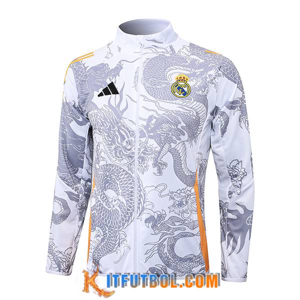 Chaquetas Futbol Real Madrid Blanco/Gris/Naranja 2024/2025