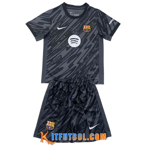 Camisetas De Futbol Barcelona Ninos Portero Negro 2024/2025