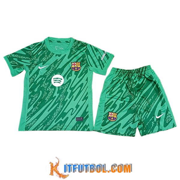 Camisetas De Futbol Barcelona Ninos Portero Verde 2024/2025