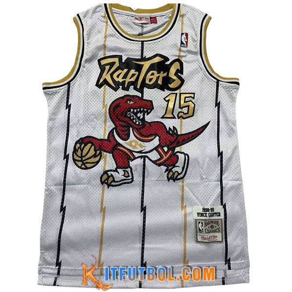 Camisetas Toronto Raptors (CARTER #15) 2024/25 Blanco/Amarillo