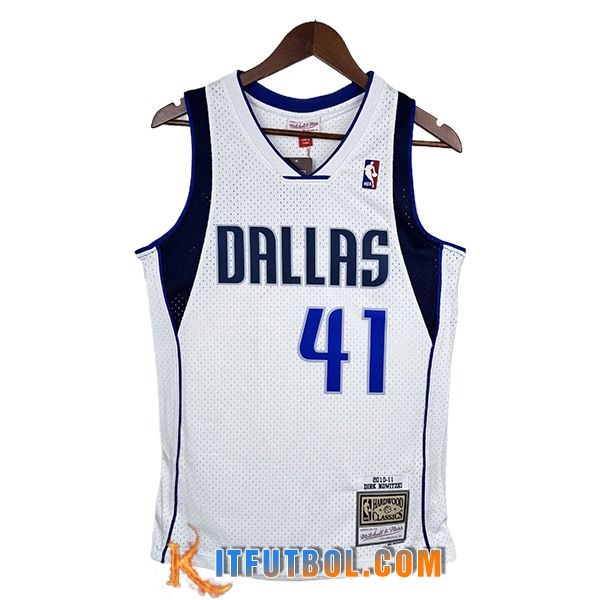 Camisetas Dallas Mavericks (NOWITZKI #41) 2024/25 Blanco/Azul/Negro