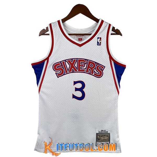 Camisetas Philadelphia 76ers (IVERSON #3) 2023/24 Blanco/Azul/Rojo