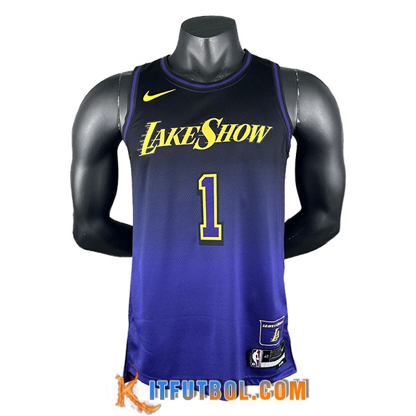 Camisetas Los Angeles Lakers (RUSSELL #1) 2024/25 Violeta/Negro