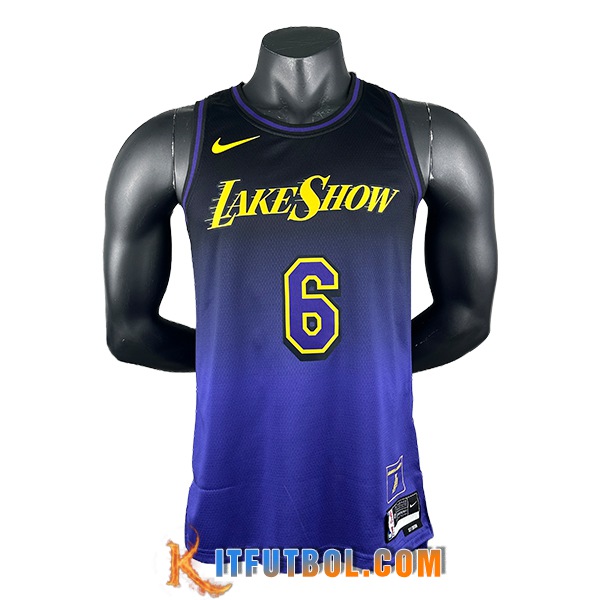 Camisetas Los Angeles Lakers (JAMES #6) 2024/25 Violeta/Negro