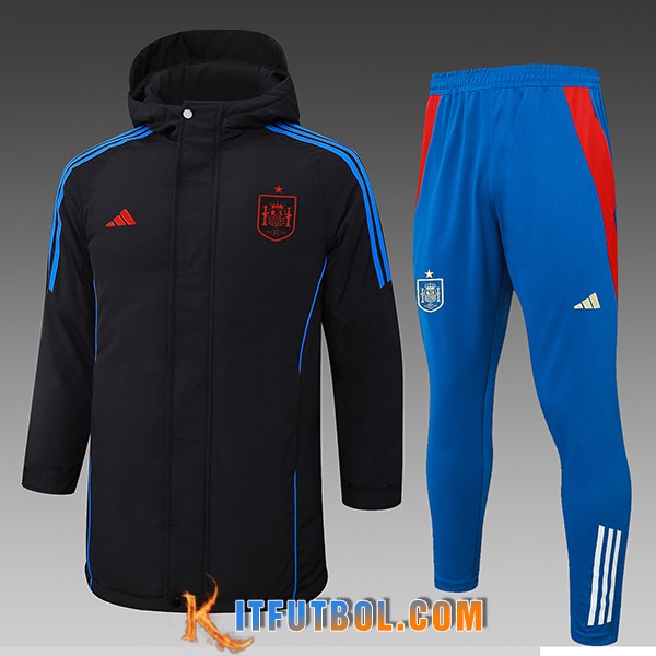 Chandal Plumas Con Capucha España Negro/Azul 2024/2025