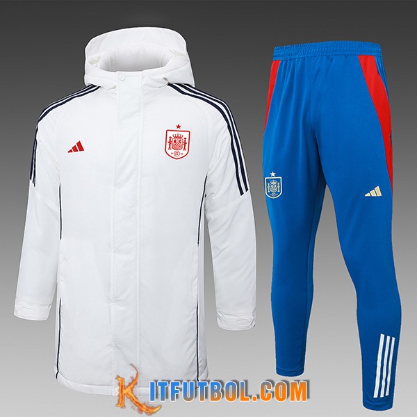 Chandal Plumas Con Capucha España Blanco/Negro 2024/2025