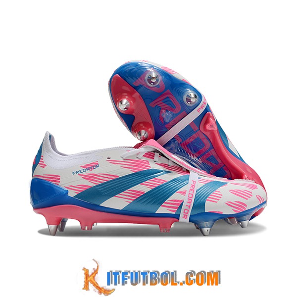 Adidas Botas De Fútbol Predator Elite Tongue SG Blanco/Rosa/Azul