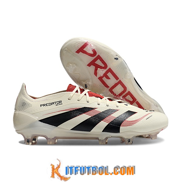 Adidas Botas De Fútbol 25 Predator Elite Tongue FG Blanco/Negro/Rojo
