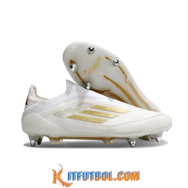 Adidas Botas De Fútbol F50 Elite Laceless SG Blanco/Amarillo