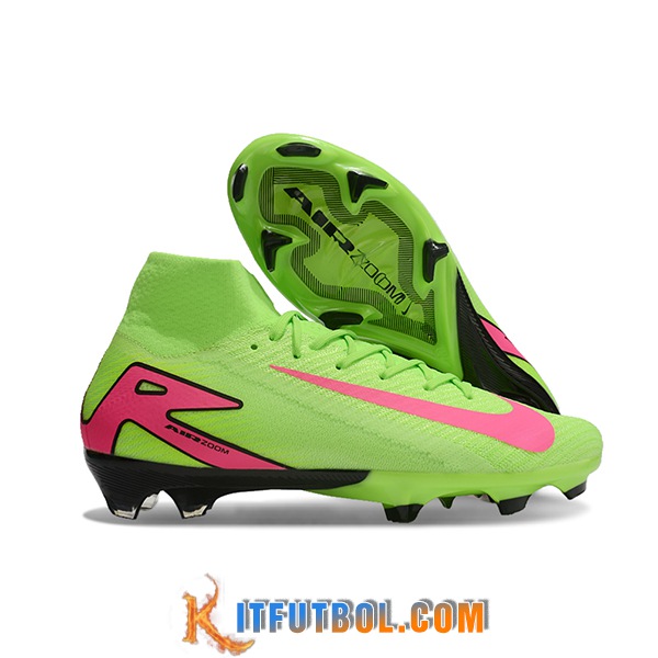 Nike Botas De Fútbol Air Zoom Mercurial Superfly IIX Elite FG Verde/Rosa/Negro -02