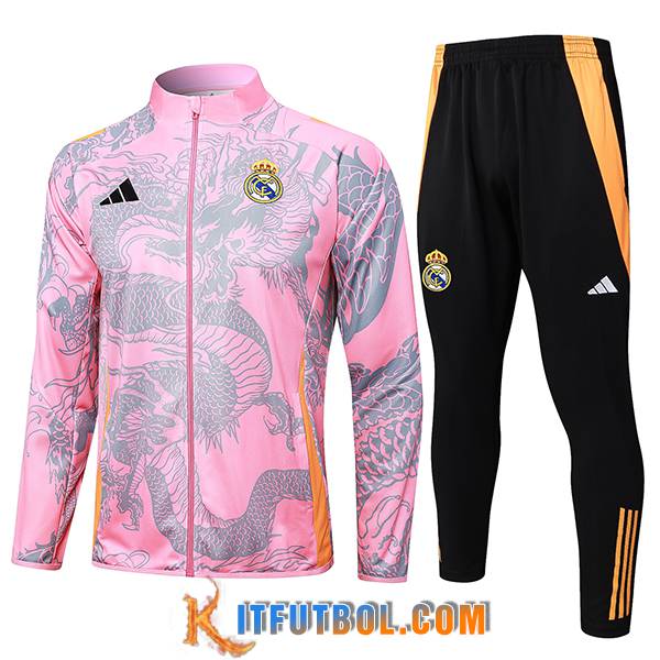 Chandal Equipos De Futbol Chaquetas Real Madrid Rosa/Gris 2024/2025 -02