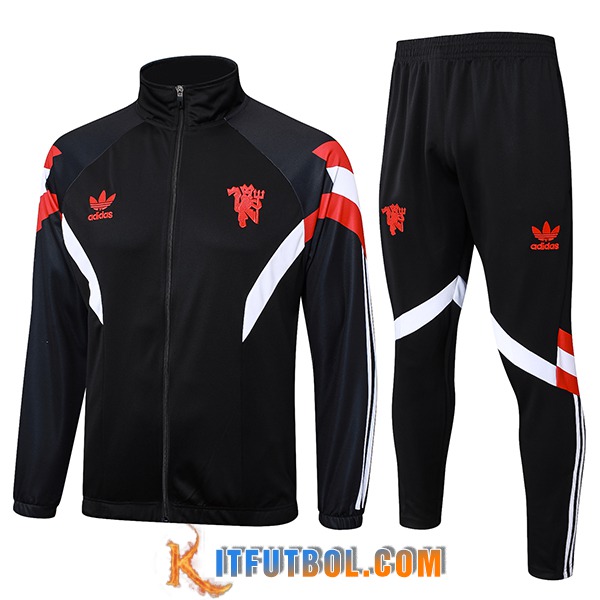 Chandal Equipos De Futbol Chaquetas Manchester United Negro/Rojo/Blanco 2024/2025