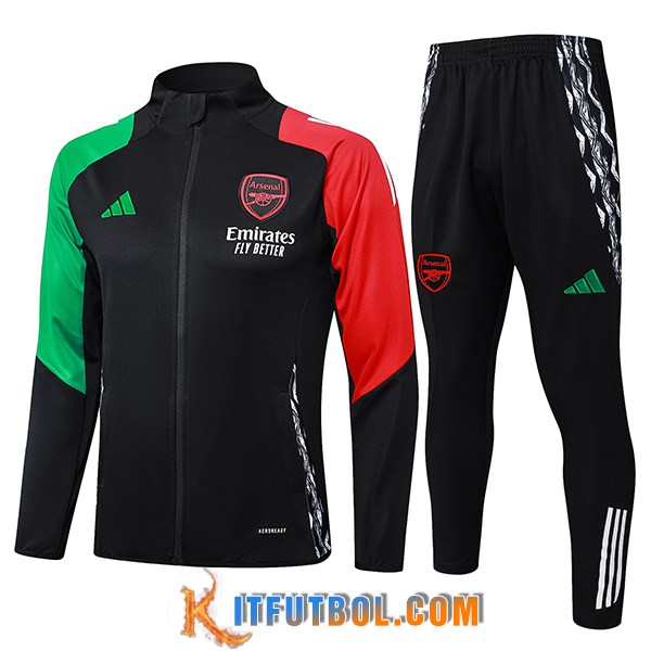 Chandal Equipos De Futbol Chaquetas Arsenal Negro/Verde/Rojo 2024/2025