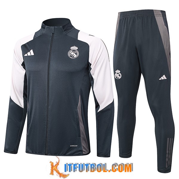 Chandal Equipos De Futbol Chaquetas Real Madrid Gris/Blanco 2024/2025