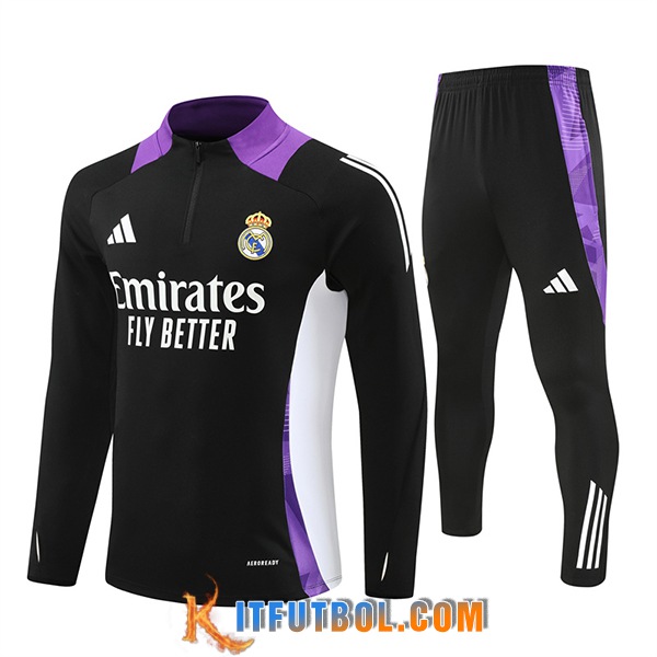 Chandal Equipos De Futbol Real Madrid Negro/Blanco/Violeta 2024/2025
