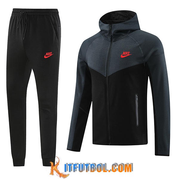 Chaqueta Con Capucha Chandal Rompevientos Chaqueta Nike Negro/Gris 2024/2025
