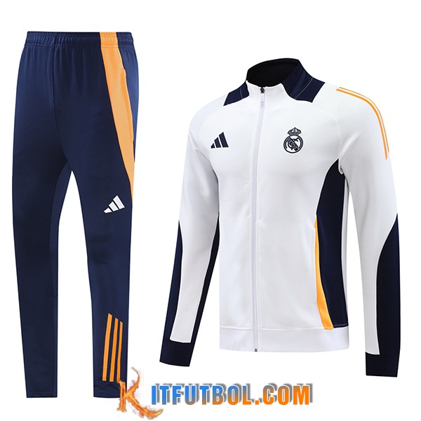 Chandal Equipos De Futbol Chaquetas Real Madrid Blanco/Azul/Naranja 2024/2025