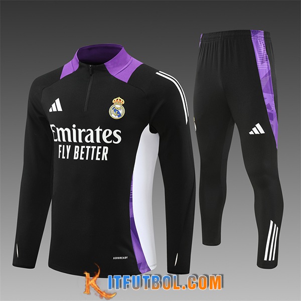 Chandal Equipos De Futbol Real Madrid Ninos Negro/Blanco/Violeta 2024/2025