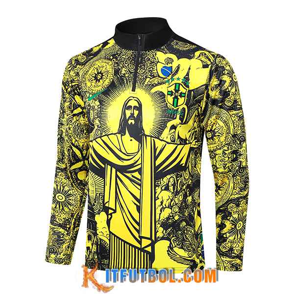 Sudadera De Entrenamiento Brasil Negro/Amarillo 2024/2025