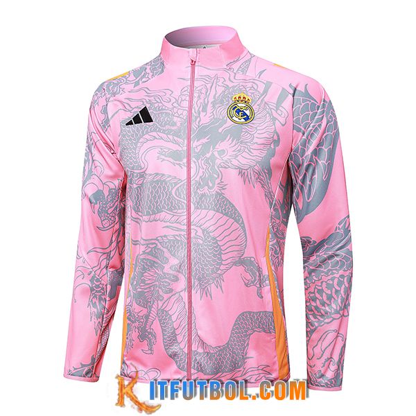 Chaquetas Futbol Real Madrid Rosa/Gris 2024/2025 -02