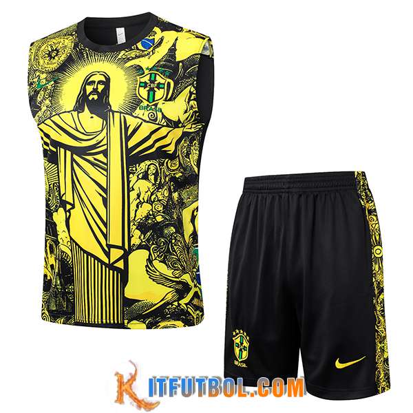 Camiseta Entrenamiento sin mangas Brasil Amarillo/Negro 2024/2025