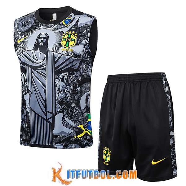 Camiseta Entrenamiento sin mangas Brasil Gris/Negro 2024/2025