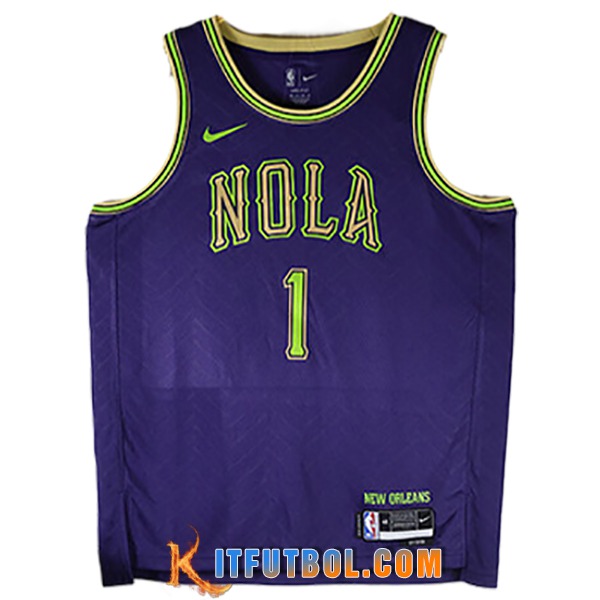 Camisetas De Futbol New Orleans Pelicans (WILLIAMSON #1) 2024/25 Violeta/Verde