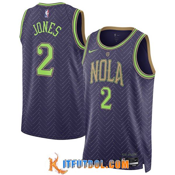 Camisetas De Futbol New Orleans Pelicans (JONES #2) 2024/25 Violeta/Verde