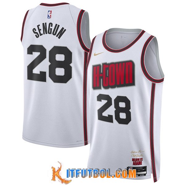 Camisetas De Futbol Houston Rockets (SENGUN #28) 2024/25 Blanco/Rojo/Negro