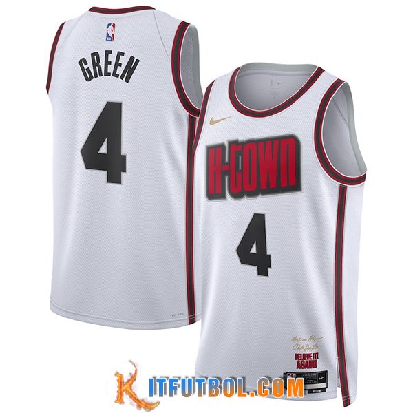 Camisetas De Futbol Houston Rockets (GREEN #4) 2024/25 Blanco/Rojo/Negro