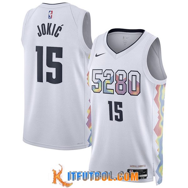 Camisetas De Futbol Denver Nuggets (JOKIC #15) 2024/25 Blanco/Negro