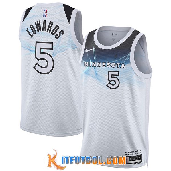 Camisetas De Futbol Minnesota Timberwolves (EDWARDS #5) 2024/25 Blanco/Azul -03