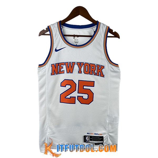 Camisetas De Futbol New York Knicks (BRIDGES #25) 2024/25 Blanco/Naranja