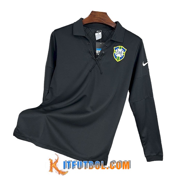 Camisetas De Futbol Brasil Retro Manga Largas Special Edition Negro 2004