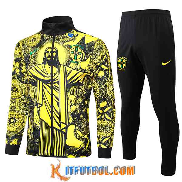 Chandal Equipos De Futbol Chaquetas Brasil Amarillo/Negro 2024/2025