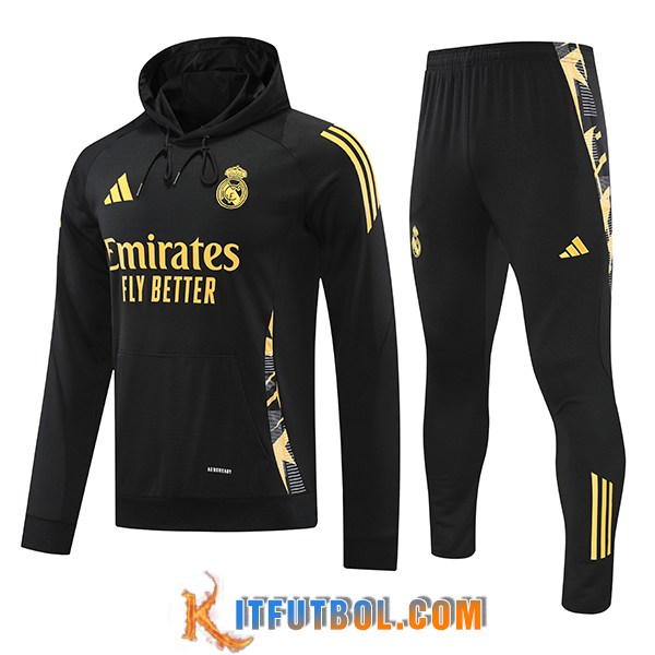 Chaqueta Con Capucha Chandal Real Madrid Amarillo/Negro 2024/2025