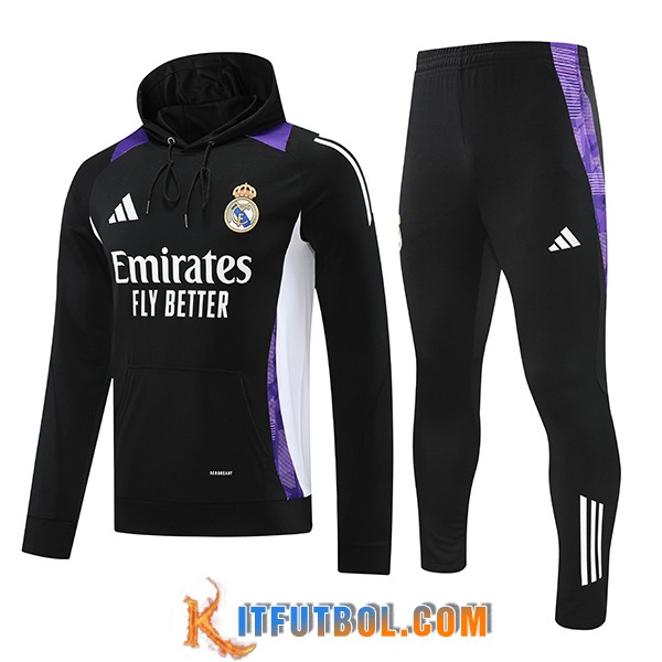 Chaqueta Con Capucha Chandal Real Madrid Negro/Blanco/Violeta 2024/2025