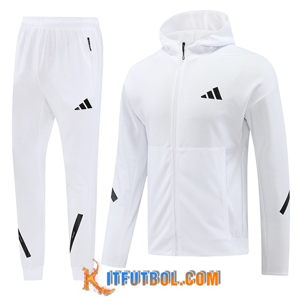 Chaqueta Con Capucha Chandal Rompevientos Chaqueta Adidas Blanco/Negro 2024/2025