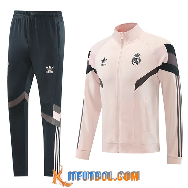 Chandal Equipos De Futbol Chaquetas Real Madrid Rosa/Negro/Gris 2024/2025