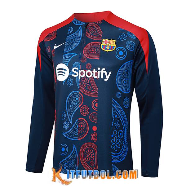 Sudadera De Entrenamiento FC Barcelona Azul/Rojo 2024/2025 -02