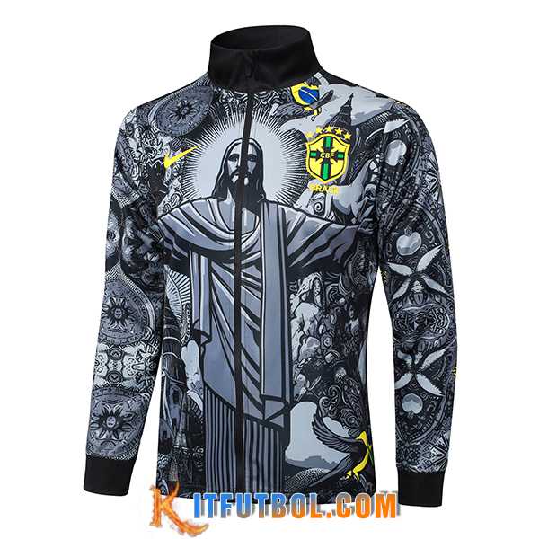 Chaquetas Futbol Brasil Gris/Negro 2024/2025
