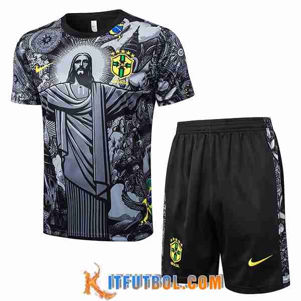 Camiseta Entrenamiento Brasil Gris/Negro 2024/2025