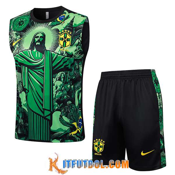 Camiseta Entrenamiento sin mangas Brasil Verde/Negro 2024/2025