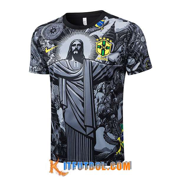 Camiseta Entrenamiento Brasil Gris/Negro 2024/2025