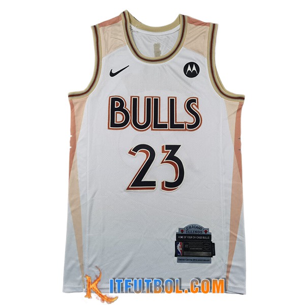 Camisetas NBA Chicago Bulls (JORDAN #23) 2024/25 Blanco/Naranja