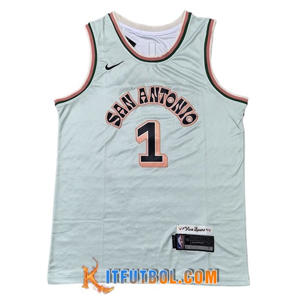 Camisetas NBA San Antonio Spurs (WEMBANYAMA #1) 2024/25 Blanco/Naranja/Negro